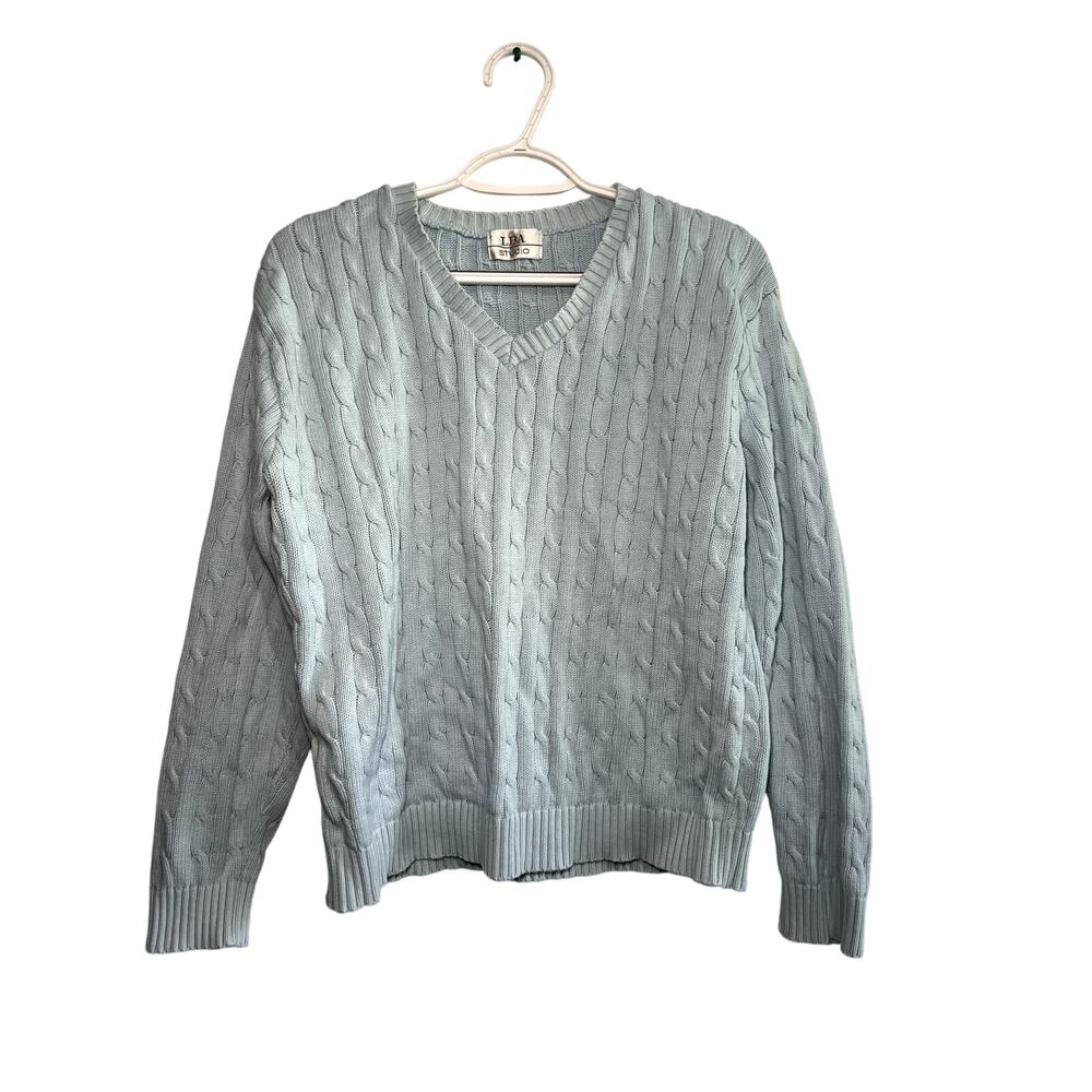 LBA Studio vintage cable knit‎ cotton sweater womens XL preppy granpacore sailer
